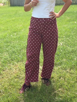 Howdy Polka Dot Denim Barrel Pants