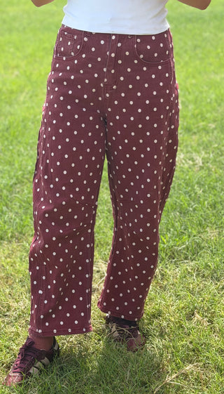 Howdy Polka Dot Denim Barrel Pants