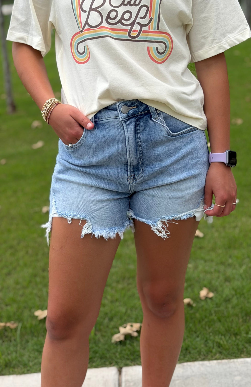 Risen High Rise Cut-off Shorts