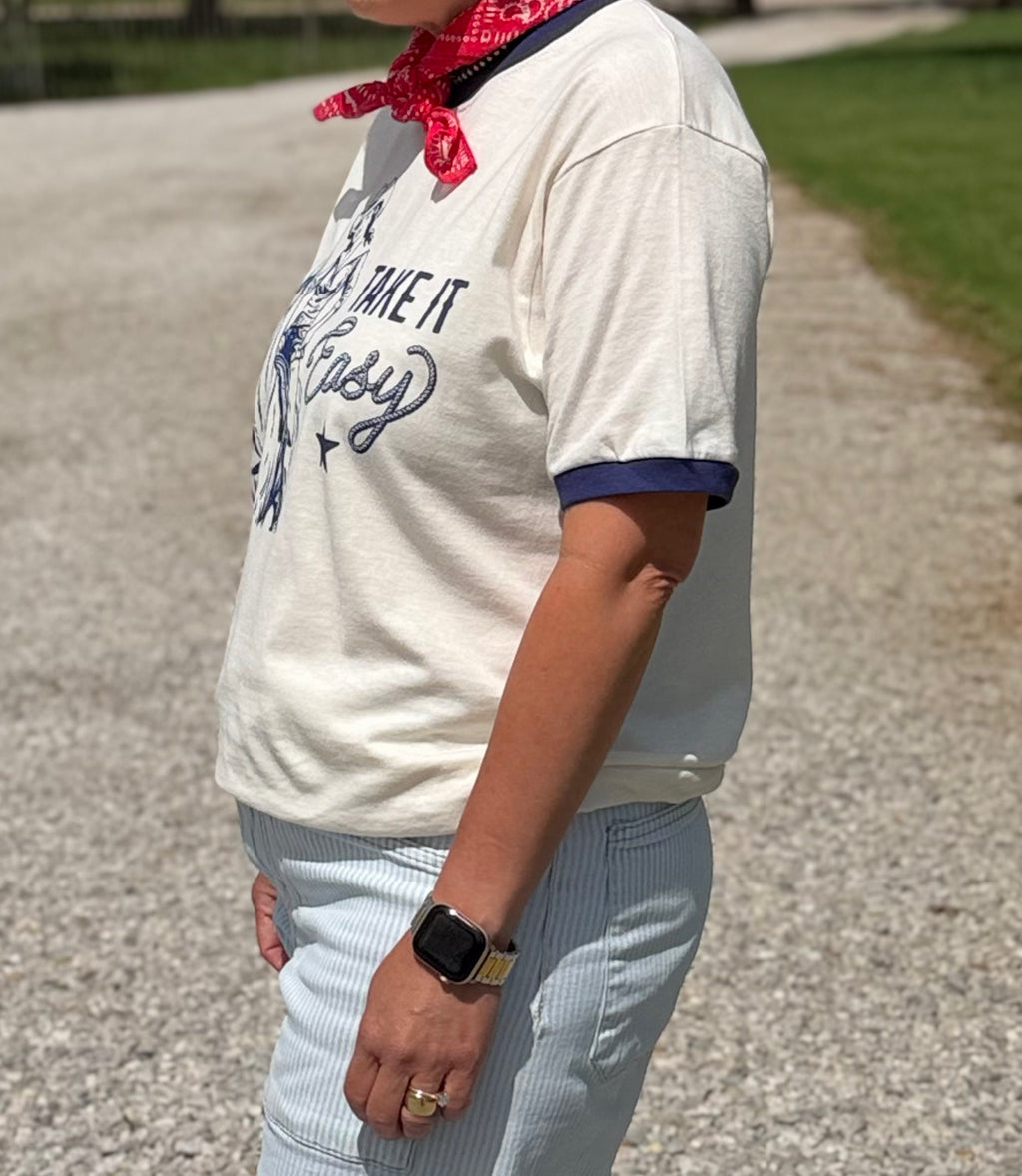 Take It Easy Ringer Tee