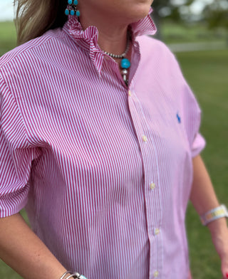 Pink Pony Ruffle Polo