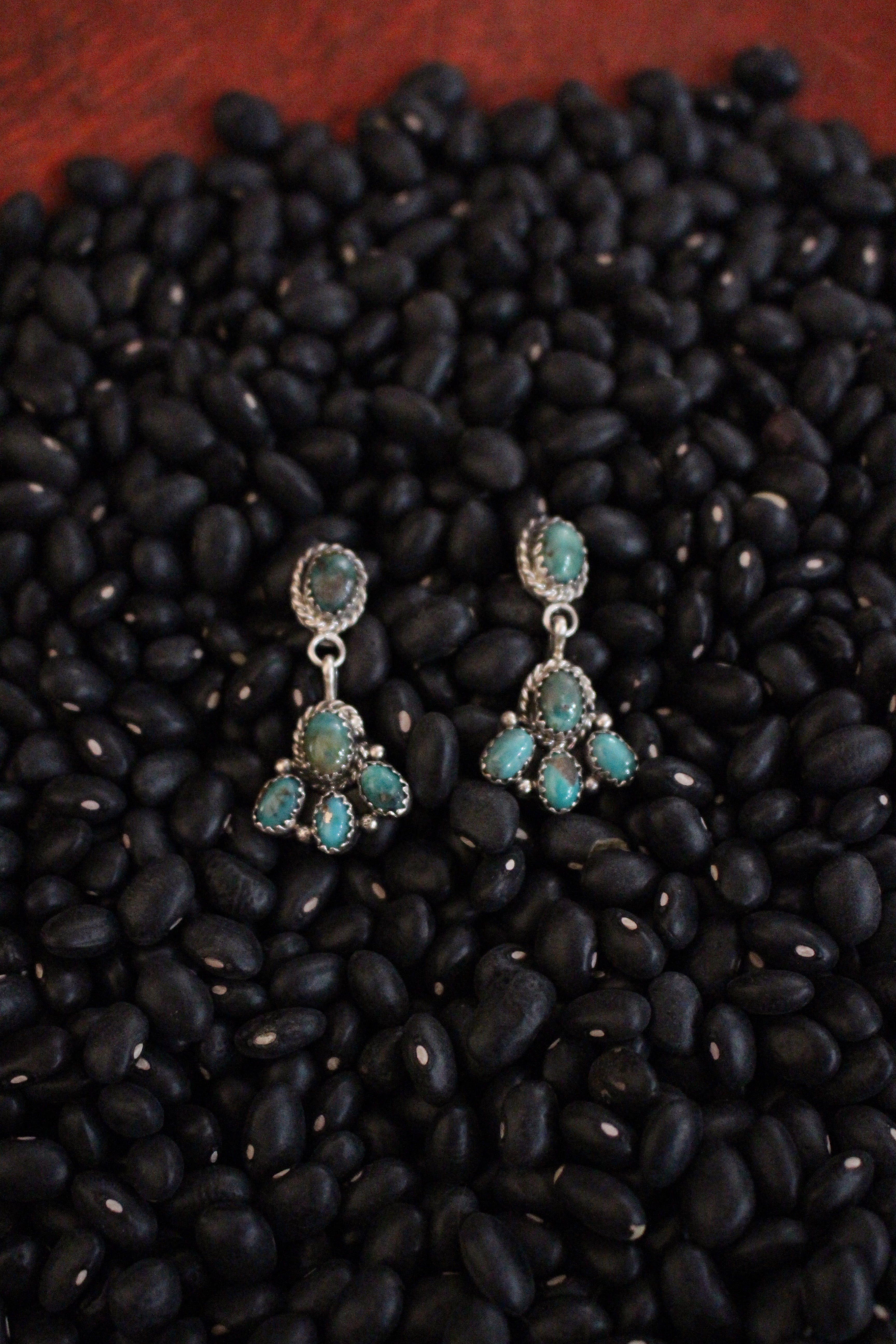 Turquoise 3 Stone Dangle Earrings